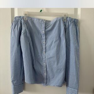 Express Blue and White Striped Blouse